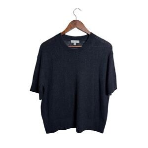 J.Crew Alpaca Wool Blend Sweater Tee Black Short Sleeve Minimalist Knit Top S